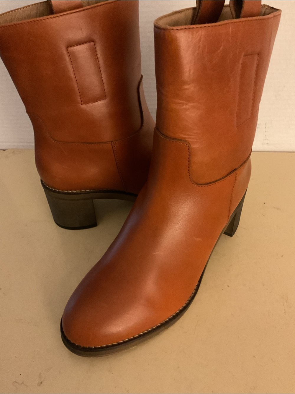 Free People women Cognac Leather Heeled Boots US 9 - Picture 14 of 14